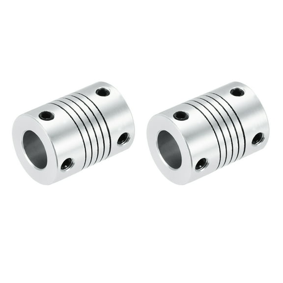 2 Pcs 10mm to 10mm Alloy Shaft Coupling L24.5xD19 for Encoders and Motors,Silver
