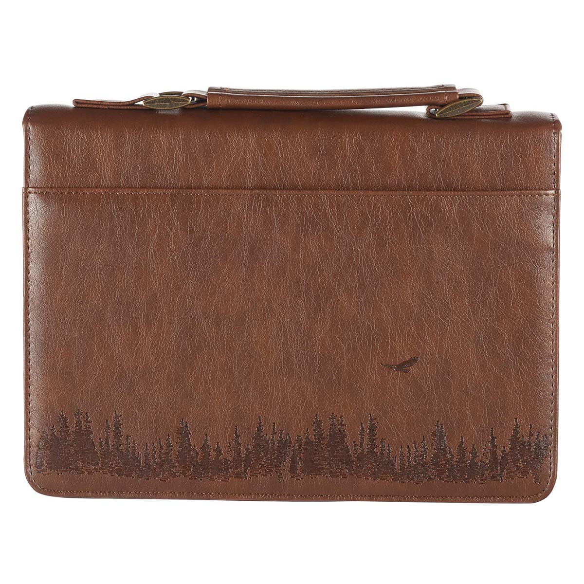 Christian Art Gifts Men's Classic Bible Cover On Wings Like Eagles Mountain Isaiah 40:31, Brown Faux Leather, XL