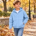 thumbnail image 5 of Junboys Boys Hooded Zip-Up Hoodie Fall - Jacket Boys Jacket Casual Sporty Outerwear for School Travel, Long Sleeve Zip Up Hoodie with Pockets, 5 of 8