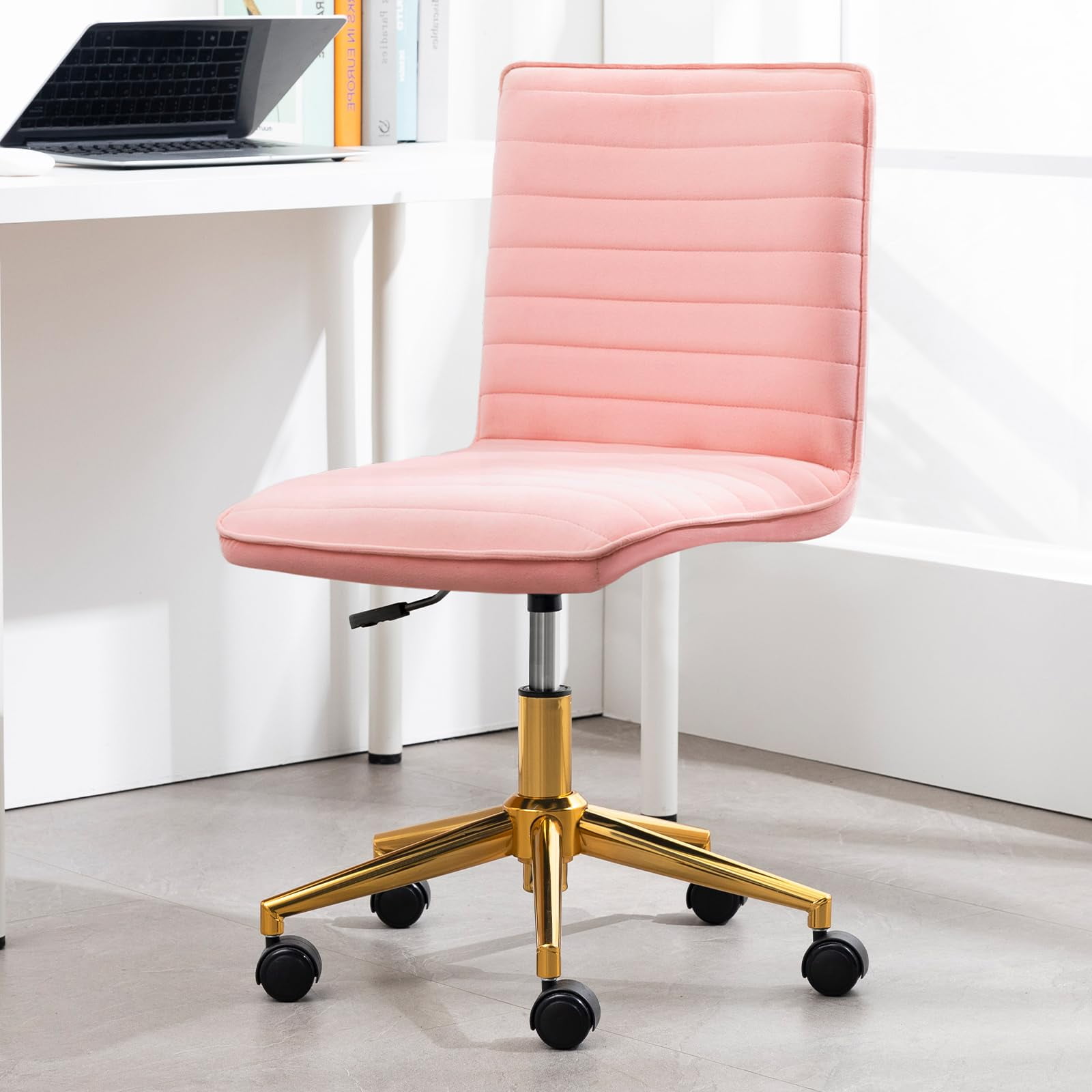 pink velvet office chair adjustable product