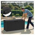 thumbnail image 3 of 72 Gallon Outdoor Storage Box w/Wheels, Resin Indoor & Outdoor Patio Storage Box for Throw Pillows, Athletic Gear, Yard Implements (Black), 3 of 8