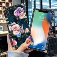 thumbnail image 2 of Square Case Compatible iPhone Xs iPhone X Case Rose Flowers Luxury Elegant Soft TPU Shockproof Protective Metal Decoration Corner Back Cover iPhone XS/X/10 Case 5.8 Inch, 2 of 13