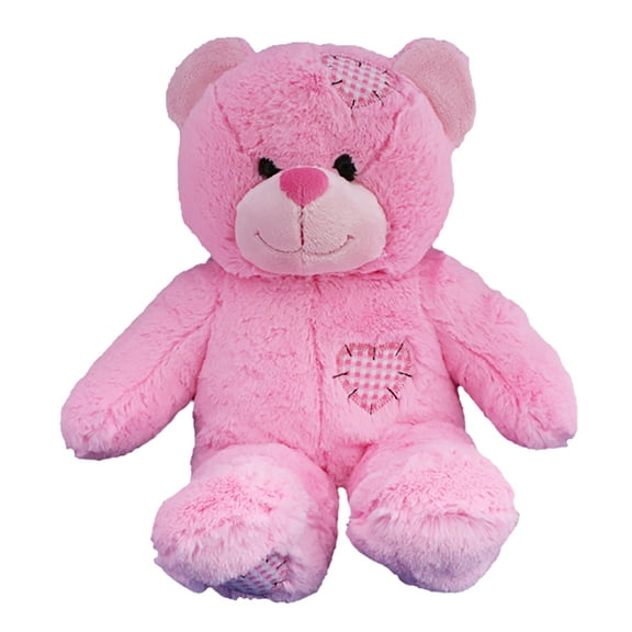 Cuddly Soft 16 inch Stuffed Pink Patches Teddy Bear...We stuff 'em...you love 'em!