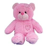 stuffems toy shop record your own plush 16 inch pink patches teddy bear - ready to love in a few easy steps