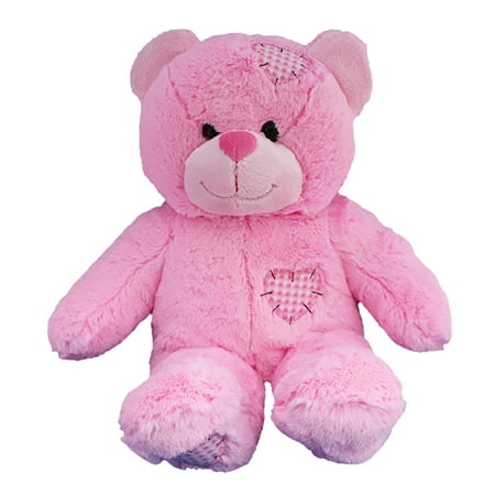 stuffems toy shop record your own plush 16 inch pink patches teddy bear - ready to love in a few easy steps