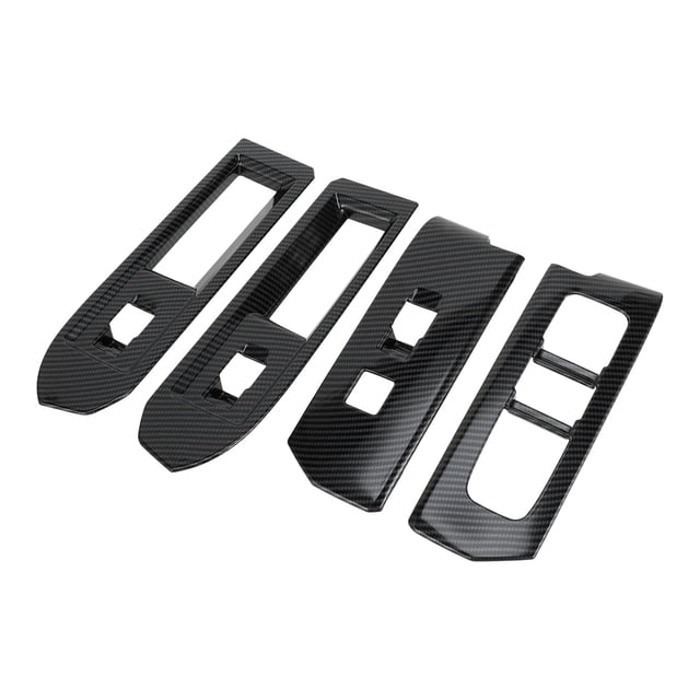 Unique Bargains 1 Set Front Rear Door Window Switch Panel Cover Trim for Toyota Tacoma 2024 Master Power Window Switch Cover Trim Carbon Fiber Pattern ABS Black