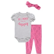 Bon Bebe Girls 0-9 Months Bodysuit Pant Set with Matching Headband (Dark Pink 6-9 Months)