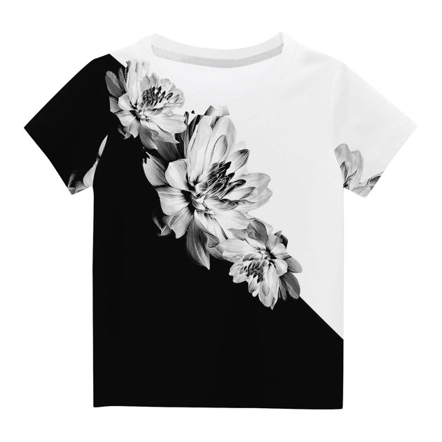 Penkiiy T-Shirts Garçons Filles Imprimés 3D Graphiques Col Rond Manches Courtes pour Enfants 3-4 Ans Blanc