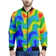 thumbnail image 3 of Chaqueta con cremallera con patrón psicodélico abstracto para hombre, chaqueta holgada informal de manga larga con estampado 3D colorido para otoño, ropa de calle, 3 of 5