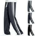 thumbnail image 5 of Men's Baggy Sweatpants Side Stripe Straight Leg Elastic Waist Pants Casual Lightweight Athletic Pants, 5 of 5