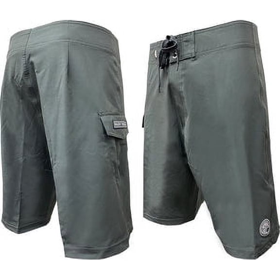 HIC Hawaiian Island Creations Men's Stretch Lifeguard Surf Board Shorts (Charcoal, 38)