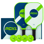PCKL Starter Series Premium Pickleball 2 Paddle and 4 Ball Set | USA Pickleball Approved | Fiberglass Face with Large Sweet Spot | Honeycomb Core