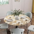 thumbnail image 5 of White Dandelion Round Tablecloth for 45-54 Inch Tables,Fitted Table Cover with Elastic Edge,Country Botanical Floral Flowers Plants Waterproof Outdoor Table Cloth Protector for Patio Garden Dinner, 5 of 9