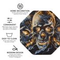 thumbnail image 3 of Fuzoiu Fiery Skull Trio Print Leather Coasters Set,Drink Coasters Set of 4,for Tabletop Protection, Durable PVC Coasters,Home Décor and Housewarming Gift-Octagon, 3 of 6