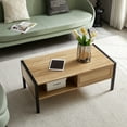 thumbnail image 6 of Nmkwnr Wood Coffee Table with Shelf, Rectangle Center Table for Living Room, Office, Brown, 6 of 8
