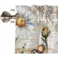 thumbnail image 5 of Farmhouse Bee Daisy Kitchen Curtains and Valances Set, Rod Pocket Curtains Tier Farmhouse Window Curtains 24 Inch Length, Summer Floral Rustic Brown Wooden 3 Piece Kitchen Curtains Set, 5 of 6