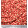 thumbnail image 1 of Soimoi Beige Cotton Poplin Fabric Artistic Floral Print Fabric by the Yard 42 Inch Wide, 1 of 3