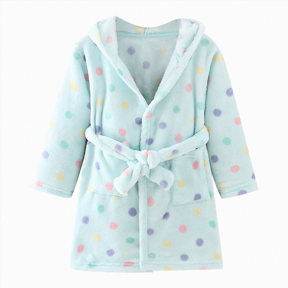 Gibobby Toddler Kids Cartoon Bathrobe Flannel Kids Robe Pajamas for 12 18 Months 2-12T Boys Girls Winter Clothes Cozy Thick Sleepwear for All Seasons Toddler Pajamas,Mint Green,Size 3-4T