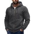 thumbnail image 2 of Xdegoge Mens Full Zip Up Hoodie Athletic Sweatshirt Jacket with Drawstring and Chest Zipper Pocket Casual Fall Winter Activewear Outerwear Coat, 2 of 8