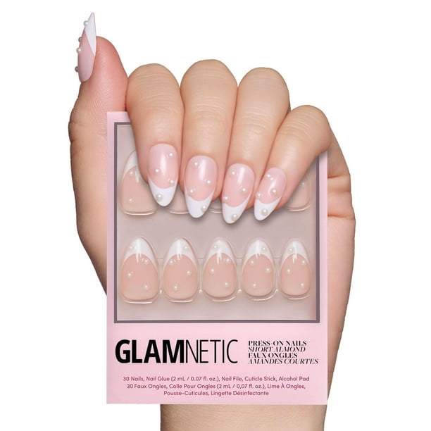 Press On Nails Glamnetic French Pearl, punta corta de almendra
