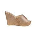 thumbnail image 3 of BLISSFUL STEP Women Glitter Platform Slip on Wedge Heels Sandals Rose Gold 6.5, 3 of 6
