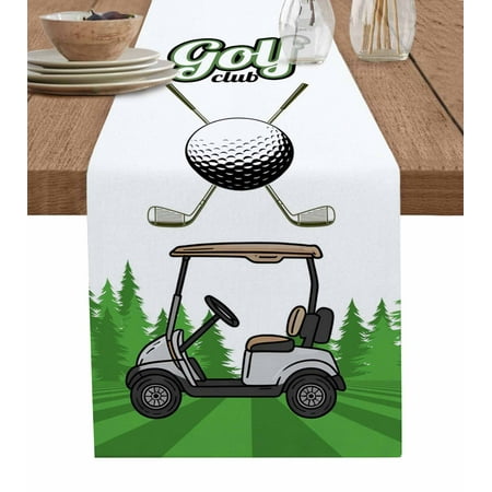 

Cartoon Table Runner Funny Car Ball Green Nature Forest Trees Tablerunners 13 x 48 Inch Table Decorations Tabletop Scarf for Summer Gathering Holiday Farmhouse Kitchen Dining Decor