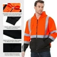 thumbnail image 5 of ProtectX High Visibility Safety Sweatshirt for Women Men, Class 3 Hi Vis Hoodie with large Pocket, Hooded Full-Zip Reflective Sweatshirt for Work & Construction, Orange, X Large, 5 of 6