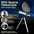 thumbnail image 3 of BSHAPPLUS® Telescope,50/360mm Refractor Telescope,18X-90X Magnification Telescopes with Tripod,Portable Astronomy Telescope for Kids,Adults,Beginners, 3 of 8