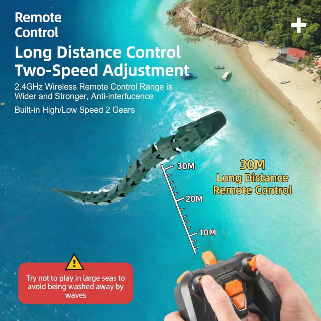 Remote Controlled Camera Mechanical Giant Python - APP & 2.4GHz RC Water Snake with Dual Speed Modes & Bionic Spine, RC Boat Fish for Swimming Pool Lake, Black