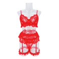 thumbnail image 3 of Gibobby Conjunto Lencería Tanga Y Bralette Conjunto de Lencería de Malla, Conjunto de Lencería de Encaje Transpirable Color Block Sujetador Suave y Elegante para Mujer(Rojo, G), 3 of 5