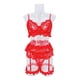 thumbnail image 3 of Gibobby Conjuntos de bragas de encaje Ropa De Dormir Ropa De Dormir Mujer Cuello En V Bordado Encaje Lencería Lenceria China Gifts Lenceria Sexy Mujer(Rojo, CH), 3 of 5