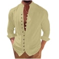 thumbnail image 2 of pstuiky Camisas casuales de manga larga para hombre, Camisa informal de moda para hombre, con cuello en V y mangas cortas, transpirable y con botones. Tops de hombre s, 2 of 6