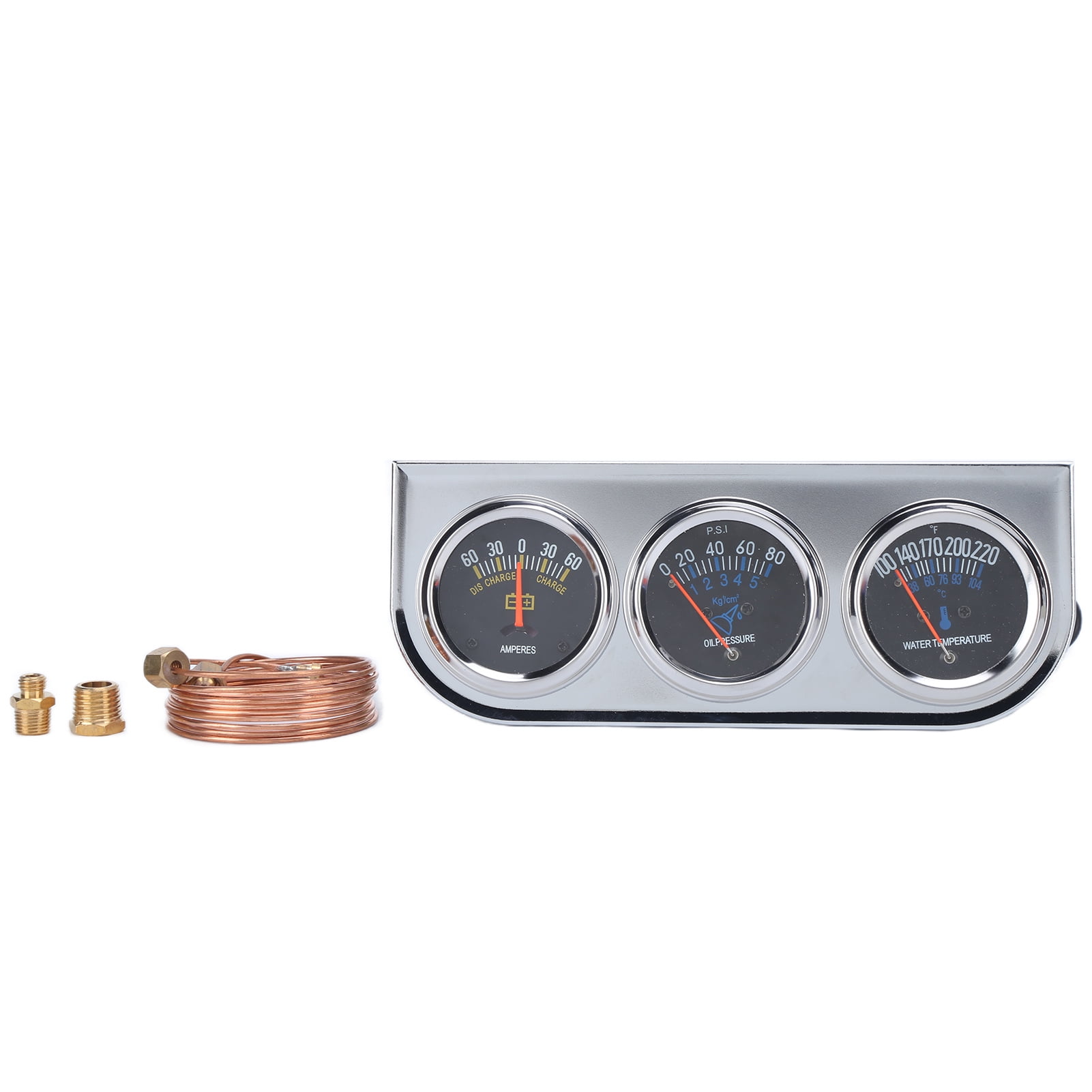 Triple Gauge Cluster, 52mm Triple Gauge Kit AMP Meter 3in1 For 12V