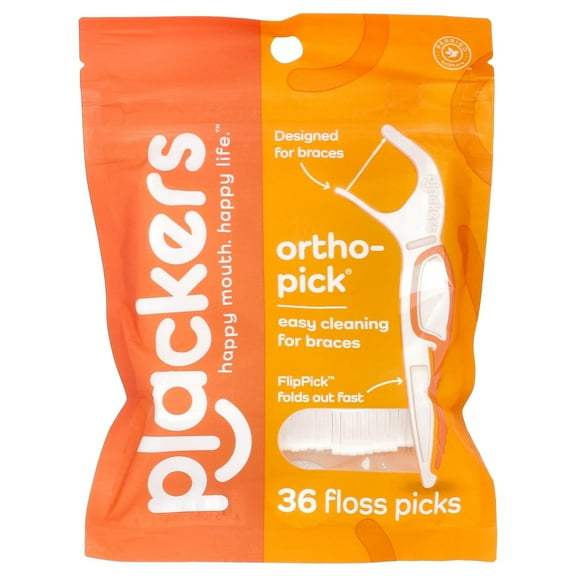 Plackers, Orthopick, Floss Picks, 36 Count Pack of 4