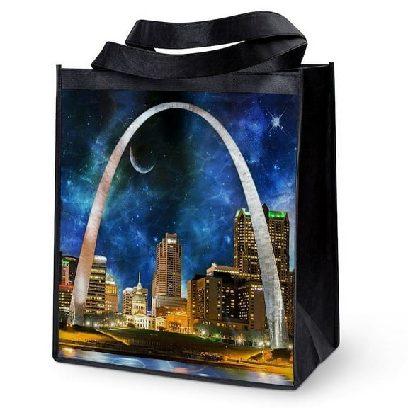 CafePress - Spacey St. Louis Skyline Reusable Grocery Tote Bag - 12"x 13", 100% Recycled, Reusable Grocery Bag