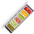 thumbnail image 2 of Bar Top Food & Condiment Dispenser - 6 Tray Plastic Garnish Station with Lid for Bartending & Serving Taco, Ice Cream, Fruit,, 2 of 7