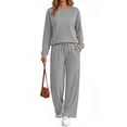 thumbnail image 4 of Fantaslook 2 Piece Womens Lounge Sets Casual Travel Outfits Fall Matching Sweatsuits Long Sleeve Sweatshirt and Wid Leg Pant Pajamas Set, 4 of 9