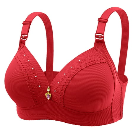 

LEEy-world Bras For Women Women s Bras Wireless Full Coverage Plus Size Minimizer Non Padded Comfort Soft Bra Multipack Red D