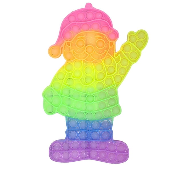 De Burbujas De Empuje, Juguetes De Alivio Del Estrés De Arcoíris De Papá Noel De Navidad Grande Para Niños, Juguetes De Silicona Para El Estrés Advancent HA046144-03