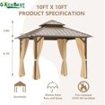 thumbnail image 4 of GAZEBETER 10x10 ft Hardtop Gazebo Outdoor Aluminum Patio Gazebo Double Roof Galvanized Steel Gazebo Canopy with Netting and Curtains,for Garden Patio,Patio Backyard,Deck and Lawns, 4 of 6