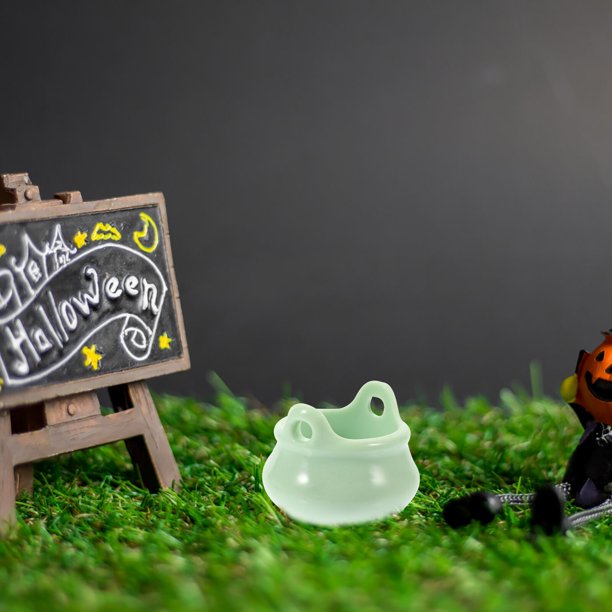Mini caldero de Halloween, adornos de casa, juguete en miniatura, maceta de plástico a granel, decoración
