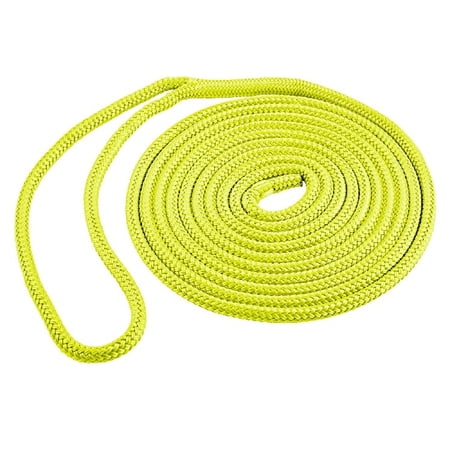 Shoreline Marine Double Braided Polyester  3/8 in x 15 ft  Neon Yellow