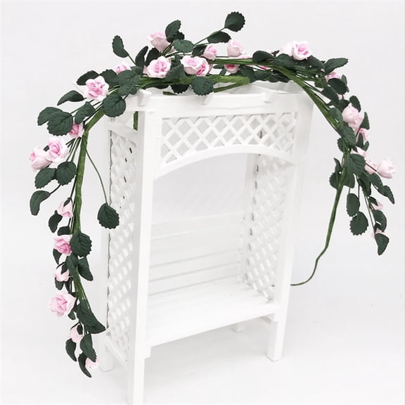 SPRING PARK 1/12 Miniature Faux Rose Flower Garland DIY Doll House Garden Landscape Ornament