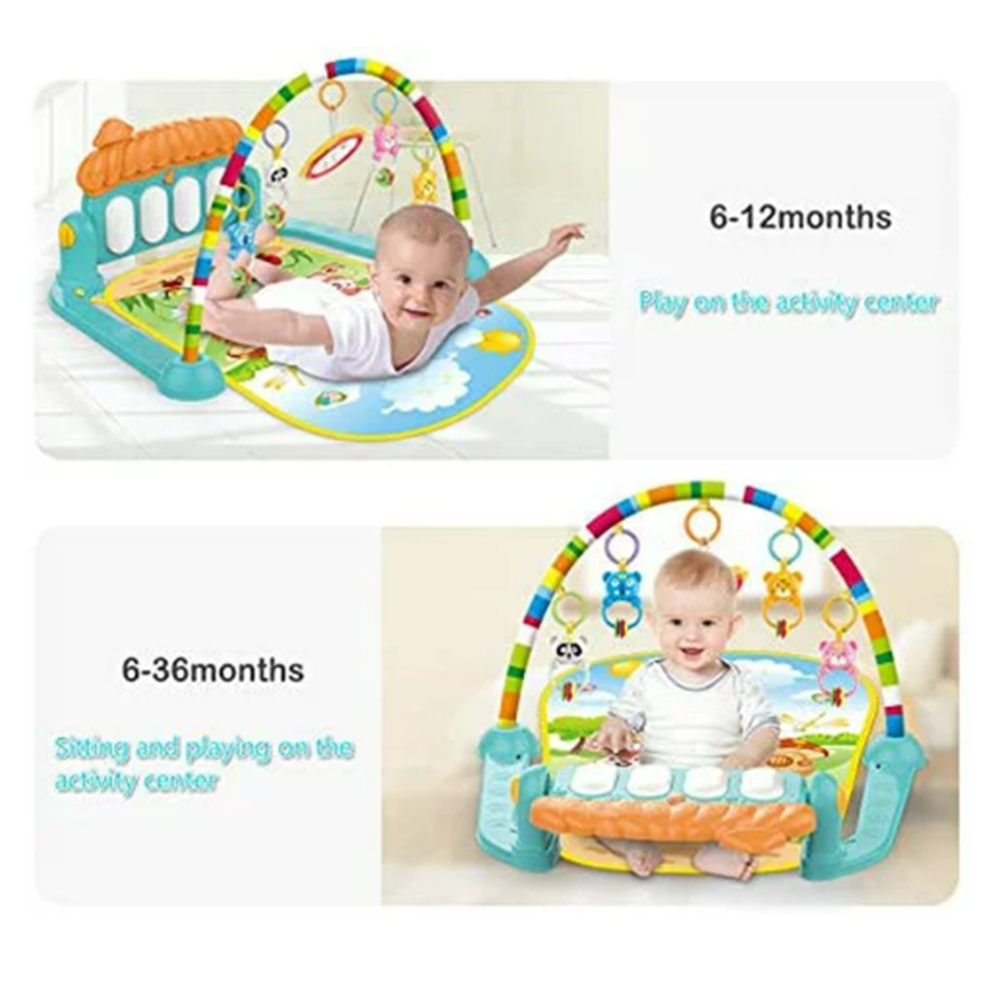 Baby Gym Play Mat, Play Piano Gym with Tummy Time Activity Mat, Musical Activity Center for Infants Toddlers, Green