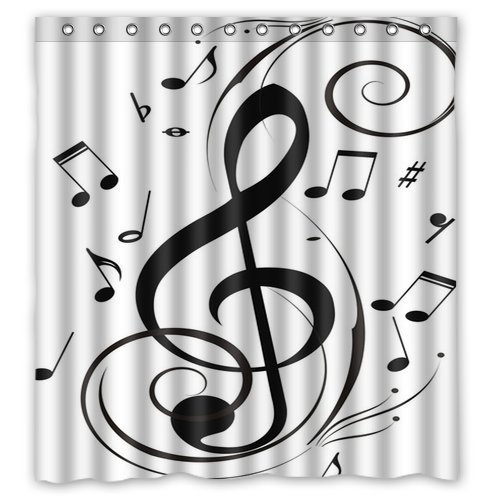 ABPHQTO Cortina de ducha con notas musicales Cortina de ducha impermeable 150x180 cm