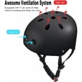 thumbnail image 4 of CONAVAS Skateboard Helmet Kids, Adjustable Skating Helmet,Breathable ABS Hard Shell Scooter Helmet for Multi-Sport Skateboarding Roller Skate BMX Boys Girls Ages 5-14 Children and Teens - Black - S, 4 of 7