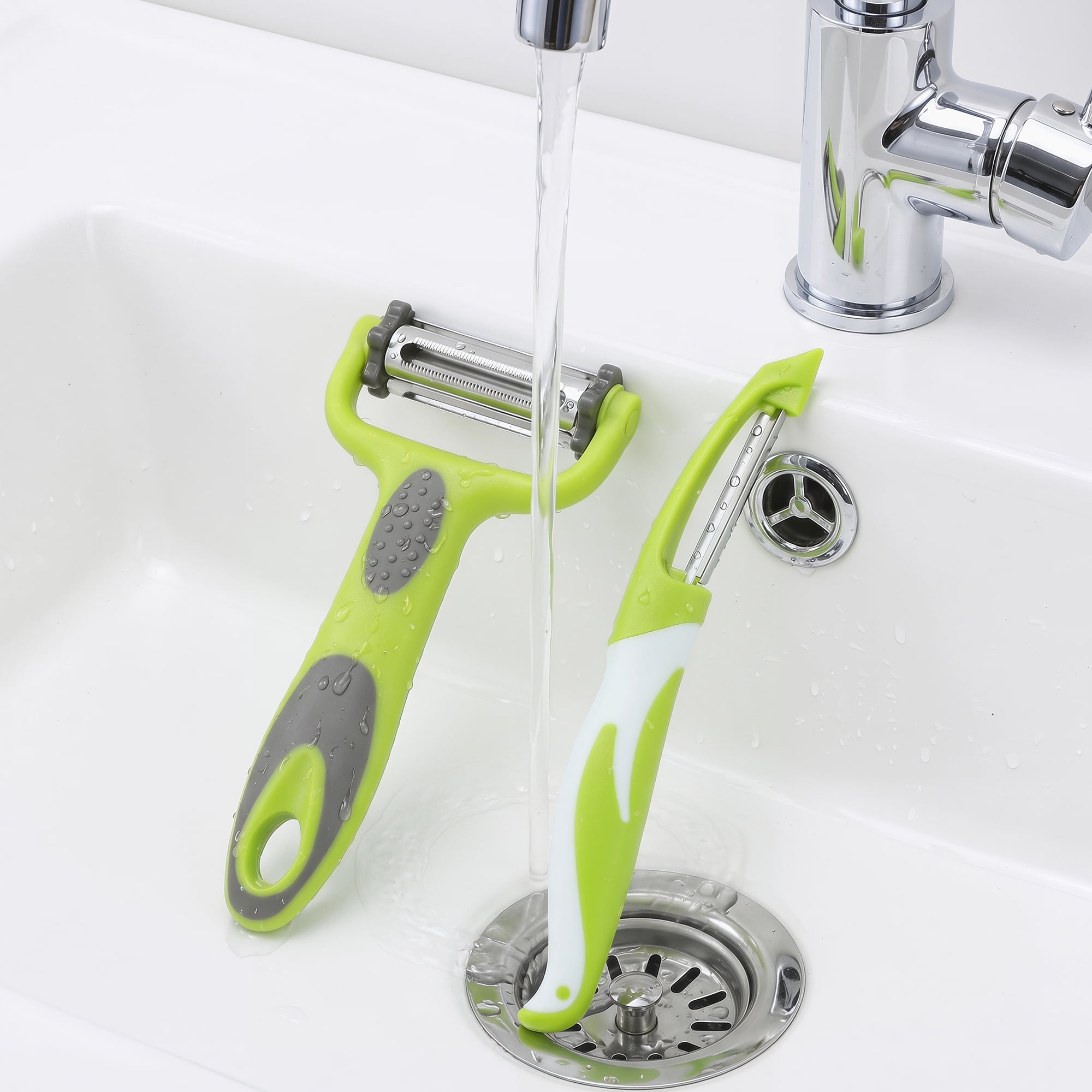 Unique Bargains Vegetable Peeler with Protective Cover and Ergonomic Handle Green 2Pcs