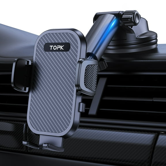 TOPK D42N Car Phone Holder Universal Car Phone Mount for Dashboard and Windshield Compatible with iPhone 15 14 13 12 Pro Max, Samsung S24 Ultra