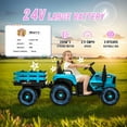 thumbnail image 6 of Xuanlur 24V Ride on Toy for Big Kids, 24V Ride on Tractor w/Remote Control, 400W Motor, Kids Electric Vehicles Ride On Tractor Car for Ages 3+, USB, LED light, Bluetooth, 3 Speed Adjustable (Blue), 6 of 7