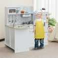 thumbnail image 2 of Costway Kid’s Corner Kitchen Playset Wooden Chef Play with Sink Stove Range Hood Utensils, 2 of 9